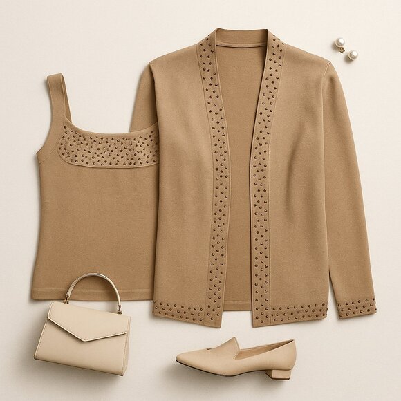 ✨ Reba Collection Silk-Blend Beaded Twin Set – Timeless, Refined & Elegant - Picture 15 of 15